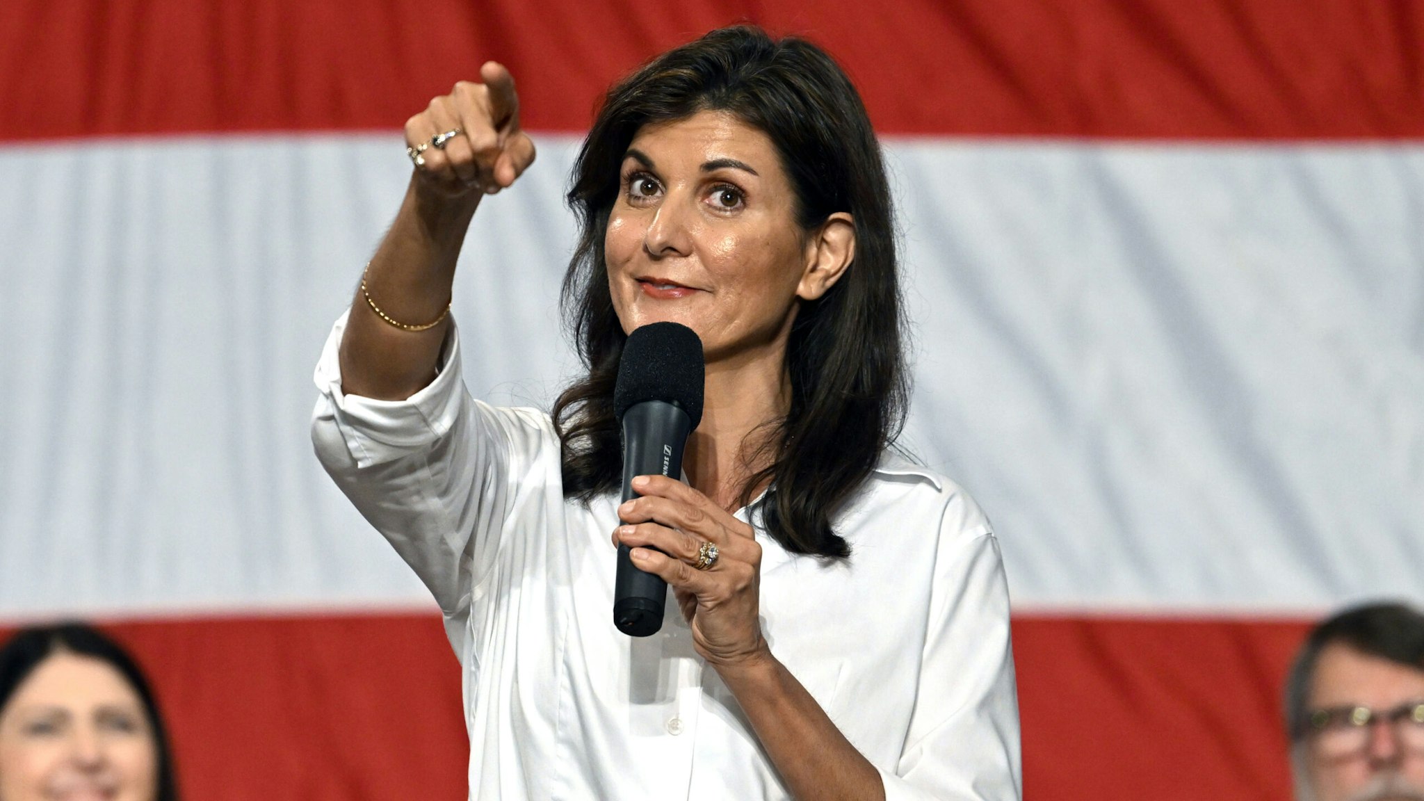 INDIAN LAND, SOUTH CAROLINA, UNITED STATES - AUGUST 28: Following a strong performance in the first Republican Presidential Debate, candidate Nikki Haley launches South Carolina swing and holds a town hall with Rep. Ralph Norman and South Carolina Rep. Mike Neese in Indian Land, Lancaster County, South Carolina, United States on August 28, 2023.