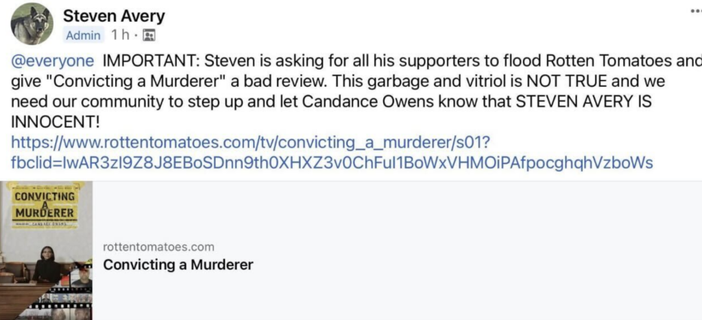 Is Steven Avery Directing Supporters To Tank Candace Owens' 'Convicting A  Murderer' Review Score?