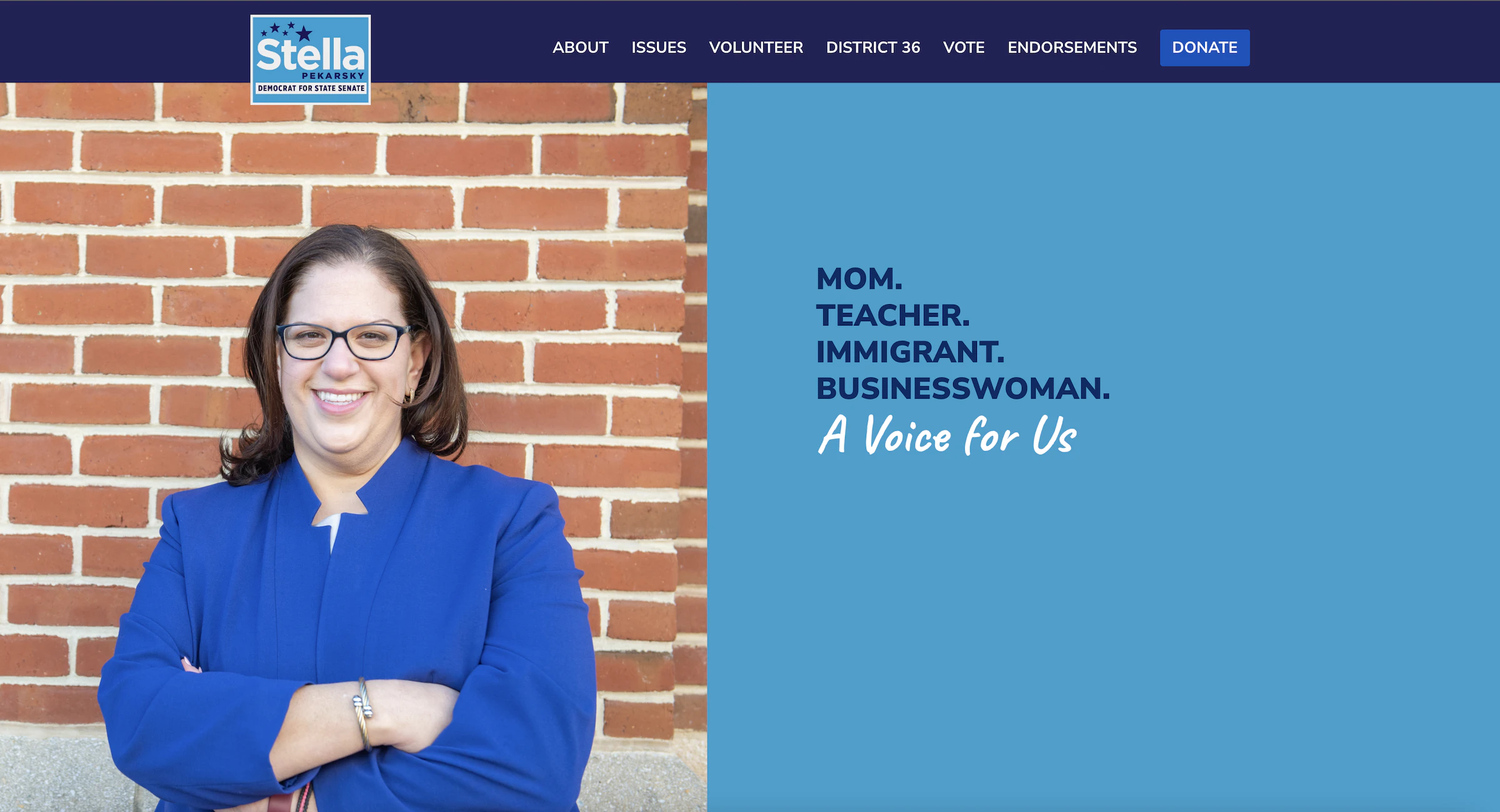 Virginia Senate candidate Stella Pekarsky. Campaign website