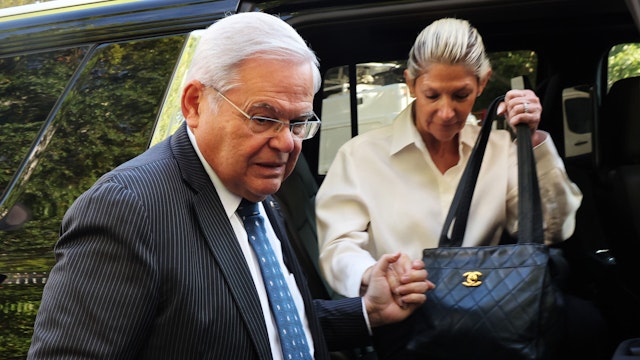 NEW YORK, NEW YORK - SEPTEMBER 27: Senator Bob Menendez and his wife Nadine Menendez arrive at a Manhattan court after they were indicted on bribery charges on September 27, 2023 in New York City. The couple are accused of receiving money and other gifts in a corrupt relationship with three New Jersey businessmen.