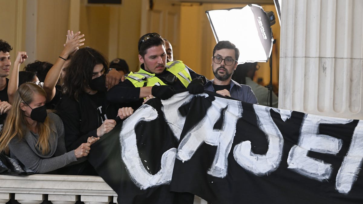NextImg:Far-Left Protesters With Anti-Semitic Group Storm U.S. Capitol: ‘Seeks To End Israel’