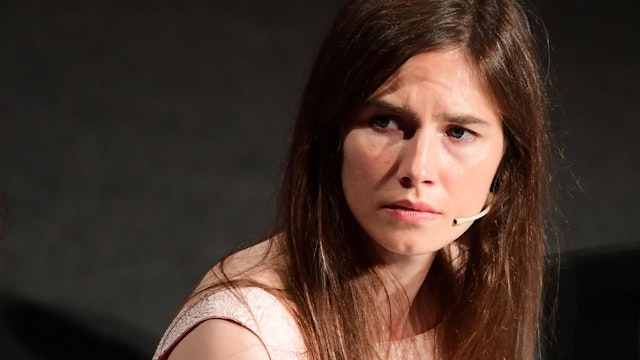 US journalist Amanda Knox attends a panel discussion titled "Trial by Media" during the Criminal Justice Festival at the Law University of Modena, northern Italy on June 15, 2019.
