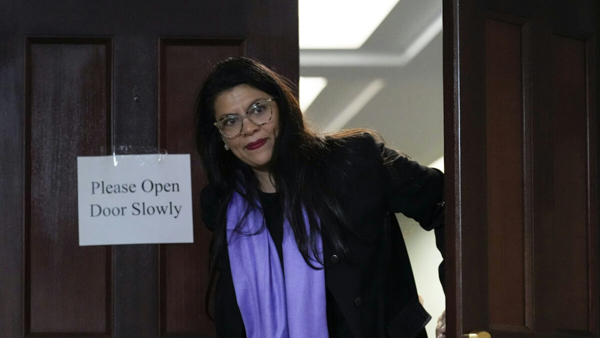 Rep. Rashida Tlaib (D-MI) leaves a meeting with House Democrats at the U.S. Capitol November 17, 2022 in Washington, DC. Speaker of the House Nancy Pelosi (D-CA) announced on Thursday that she would not be the Democratic leader in the 118th Congress.