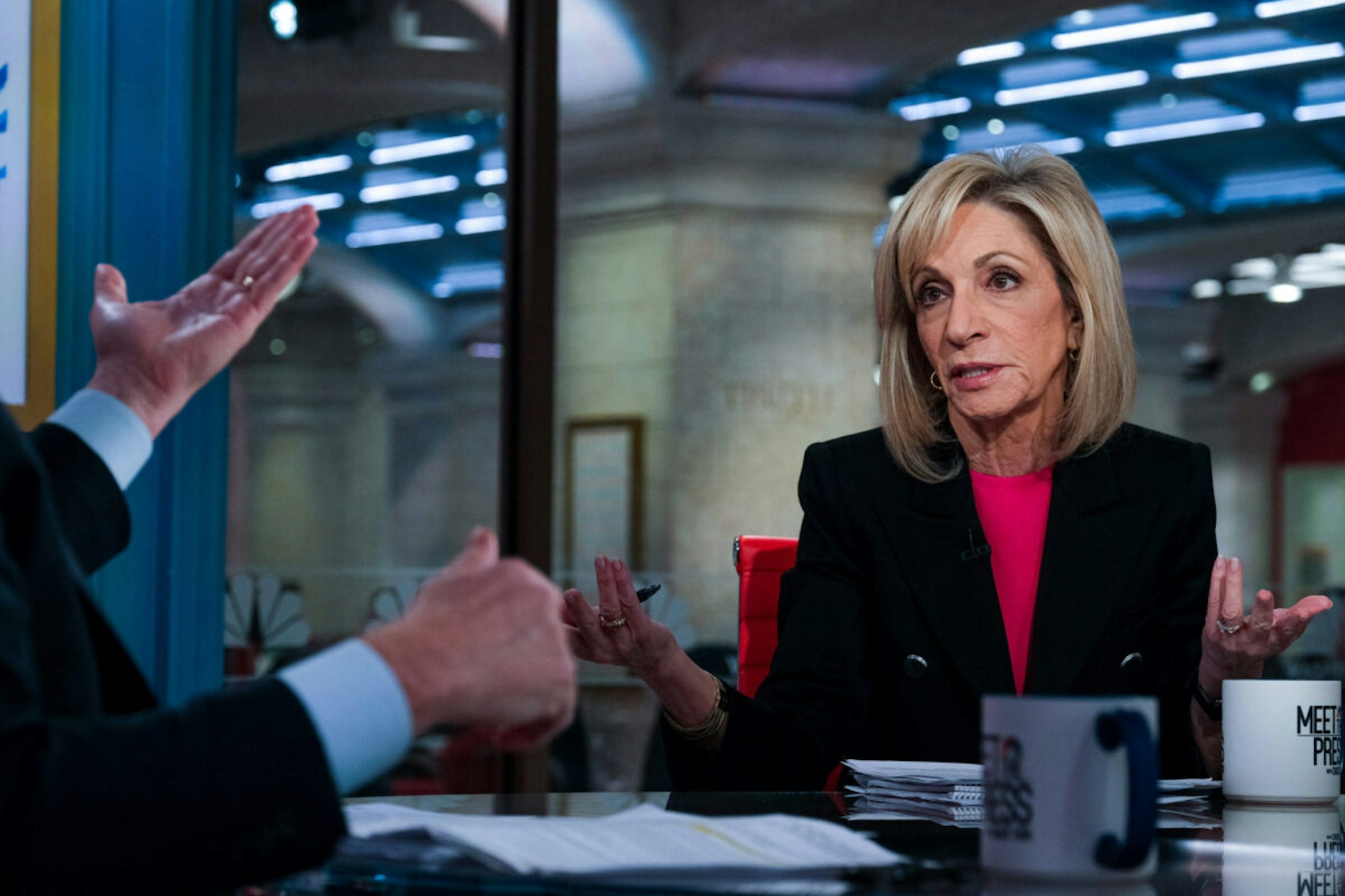 MEET THE PRESS -- Pictured: Andrea Mitchell, NBC News Chief Washington Correspondent and Chief Foreign Affairs Correspondent, appears on Meet the Press in Washington, D.C. Sunday, Feb. 5, 2023.