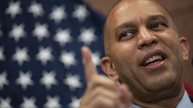 House Minority Leader Rep. Hakeem Jeffries (D-NY) speaks during a news conference about the American Dream and Promise Act on Capitol Hill on June 15, 2023 in Washington, DC.