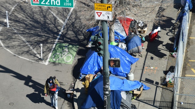 DENVER, CO - MARCH 5 : Photo taken homeless camping site near the corner of 22nd St. and Stout St. in Denver, Colorado on Friday, March 5, 2021. (Photo by Hyoung Chang/MediaNews Group/The Denver Post via Getty Images)