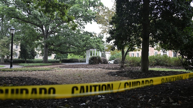 A view of the area as community is stunned and classes are cancelled as genome science faculty Zijie Yan suspected to be shot and killed by 34 year old Tailey Qi in Chapel Hill, North Carolina, United States on August 29, 2023.