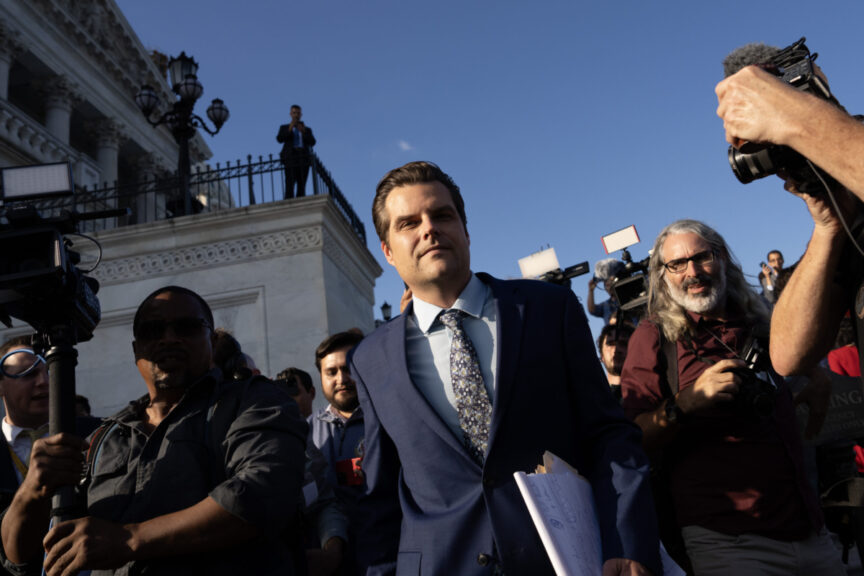 Rep. Matt Gaetz (R-FL) leaves the U.S. Capitol after U.S. Speaker of the House Kevin McCarthy (R-CA) was ousted form his position, October 3, 2023 in Washington, DC.