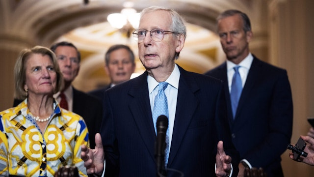 Senate Minority Leader Mitch McConnell, R-Ky., conducts a news conference after the senate luncheon in the U.S. Capitol on Wednesday, October 4, 2023.