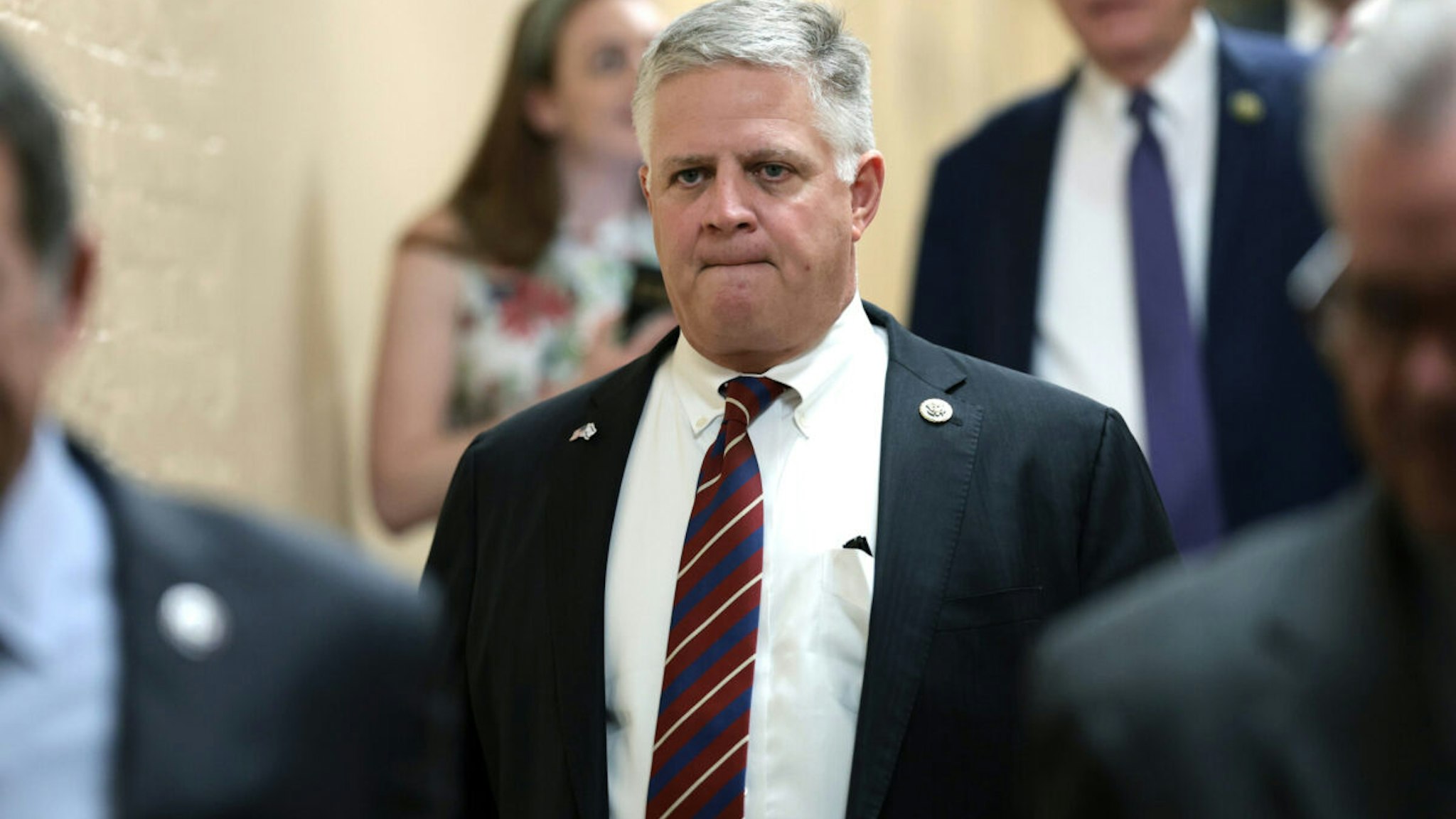 U.S. Rep. Drew Ferguson (R-GA) arrives for a House Republican members meeting as the conference continues to debate the race for Speaker of the House at the U.S. Capitol October 19, 2023 in Washington, DC.