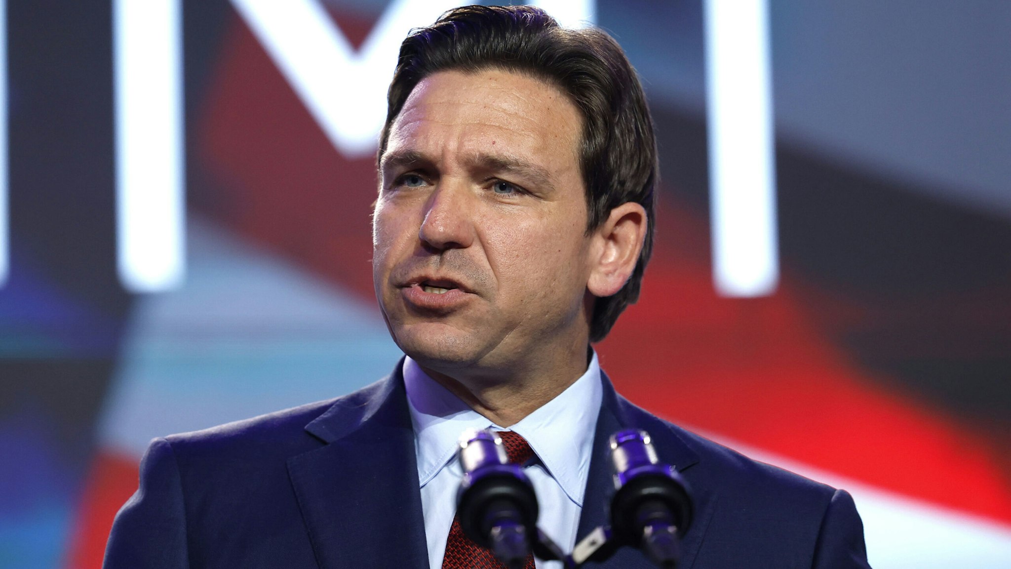 WASHINGTON, DC - SEPTEMBER 15: Republican presidential candidate Florida Governor Ron DeSantis speaks at the Pray Vote Stand Summit at the Omni Shoreham Hotel on September 15, 2023 in Washington, DC. The summit featured remarks from multiple 2024 Republican Presidential candidates making their case to the conservative audience members.