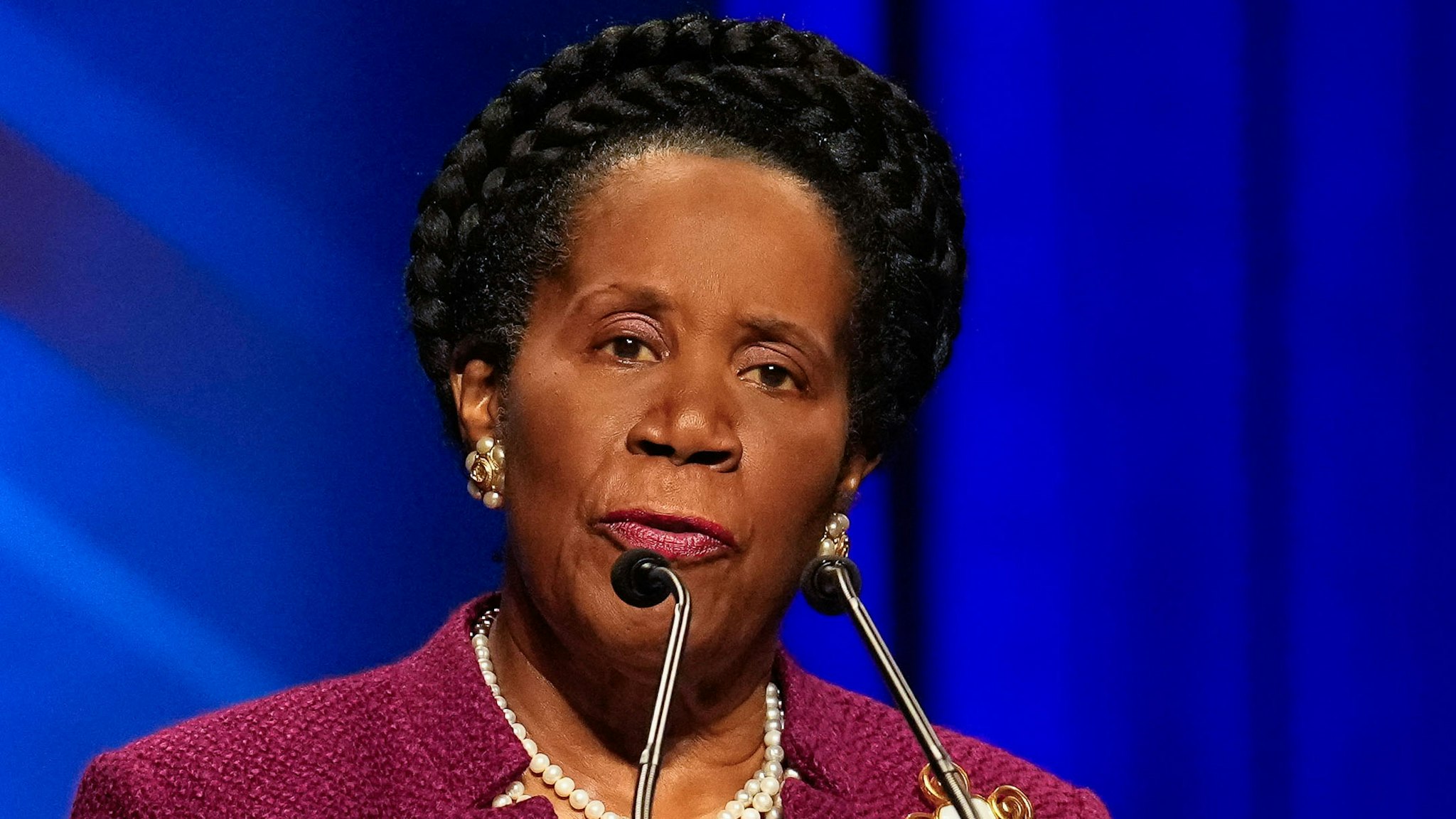HOUSTON, TEXAS - OCTOBER 10: Houston mayoral candidate and U.S. Rep. Sheila Jackson Lee answering a question during a debate hosted by KPRC, Telemundo and the League of Women Voters on Tuesday, Oct. 10, 2023 at Houston Christian University in Houston.