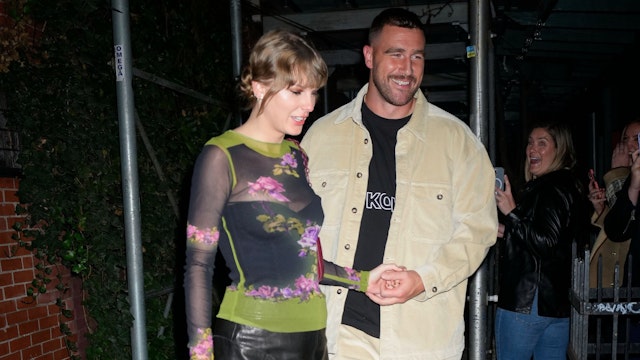 Taylor Swift and Travis Kelce have dinner at Waverly Inn on October 15, 2023 in New York City.