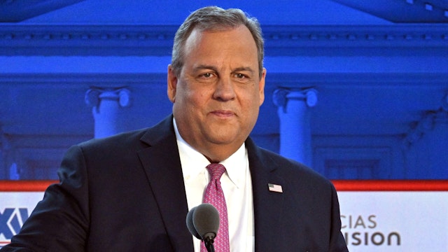 Former Governor of New Jersey Chris Christie looks on during the second Republican presidential primary debate at the Ronald Reagan Presidential Library in Simi Valley, California, on September 27, 2023.