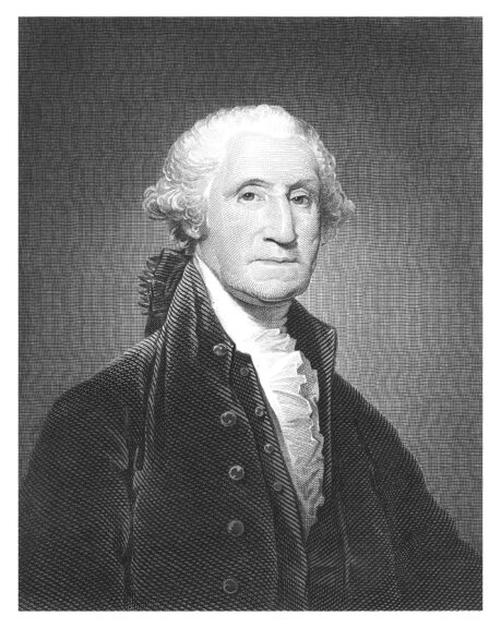 Portrait of George Washington, first president of the United States from 1789 to 1797