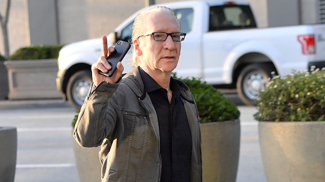 LOS ANGELES, CA - MAY 12: Bill Maher is seen arriving at Crypto.com Arena for Game Six of the Western Conference Semi-Finals of the 2023 NBA Playoffs between the Los Angeles Lakers and Golden State Warriors on May 12, 2023 in Los Angeles, California.