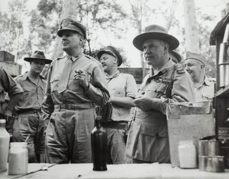 Portrait of General MacArthur and General Thomas Blamey, New Guinea, 1942 1943, Australian Department Of Information, from vintage gelatin silver print, State Library of New South Wales, [https://collection.sl.nsw.gov.au/record/9WZmV7LY PXA 644/264-265]