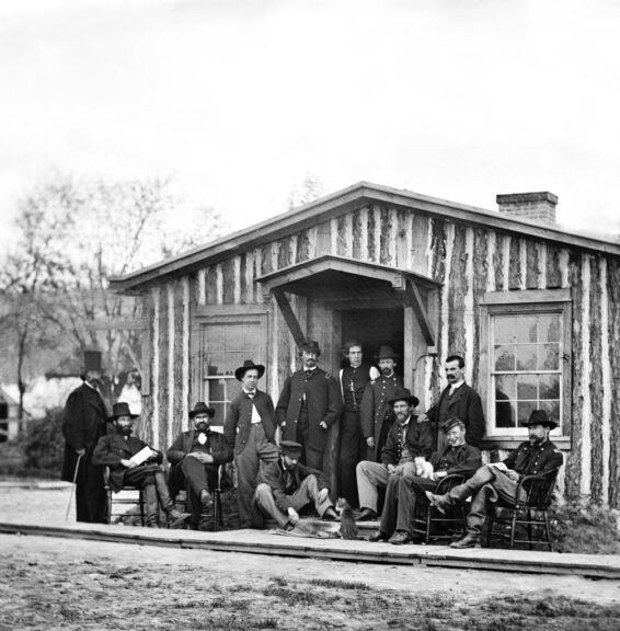 Members of General Ulysses S. Grant's Staff, City Point, Virginia, USA, Mathew B. Brady, April 12, 1865. (Photo by: Glasshouse Vintage/Universal History Archive/Universal Images Group via Getty Images)