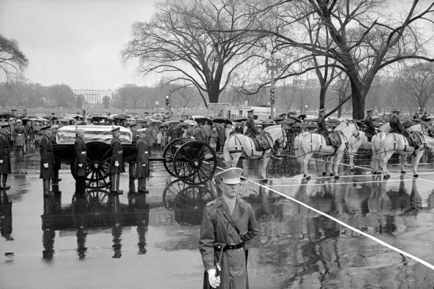 General Douglas MacArthur Military Funeral Procession, Washington, D.C., USA, photograph by Thomas J. O'Halloran, April 8, 1964. (Photo by: Universal History Archive/Universal Images Group via Getty Images)