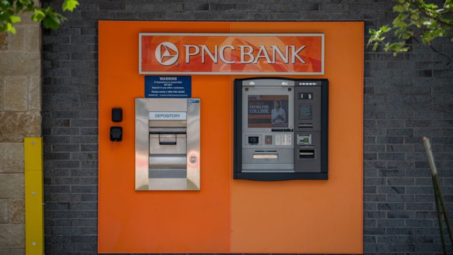 An automated teller machine (ATM) at a PNC Bank branch in Austin, Texas, US, on Tuesday, April 11, 2022. PNC Financial Services Group is scheduled to release earnings figures on April 14. Photographer: Sergio Flores/Bloomberg via Getty Images