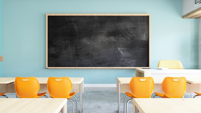 Empty Black Board in Classroom