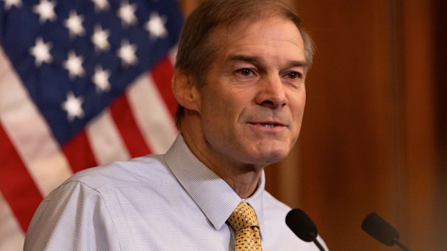 U.S. Right-wing Republican Jim Jordan, chairman of the U.S. House Judiciary Committee, speaks at a press conference in Washington, D.C., the United States, on Oct. 20, 2023. Right-wing Republican Jim Jordan, chairman of the U.S. House Judiciary Committee, lost the third vote in his bid for the U.S. House speaker on Friday, as Republican opposition grows amid continuing chaos.