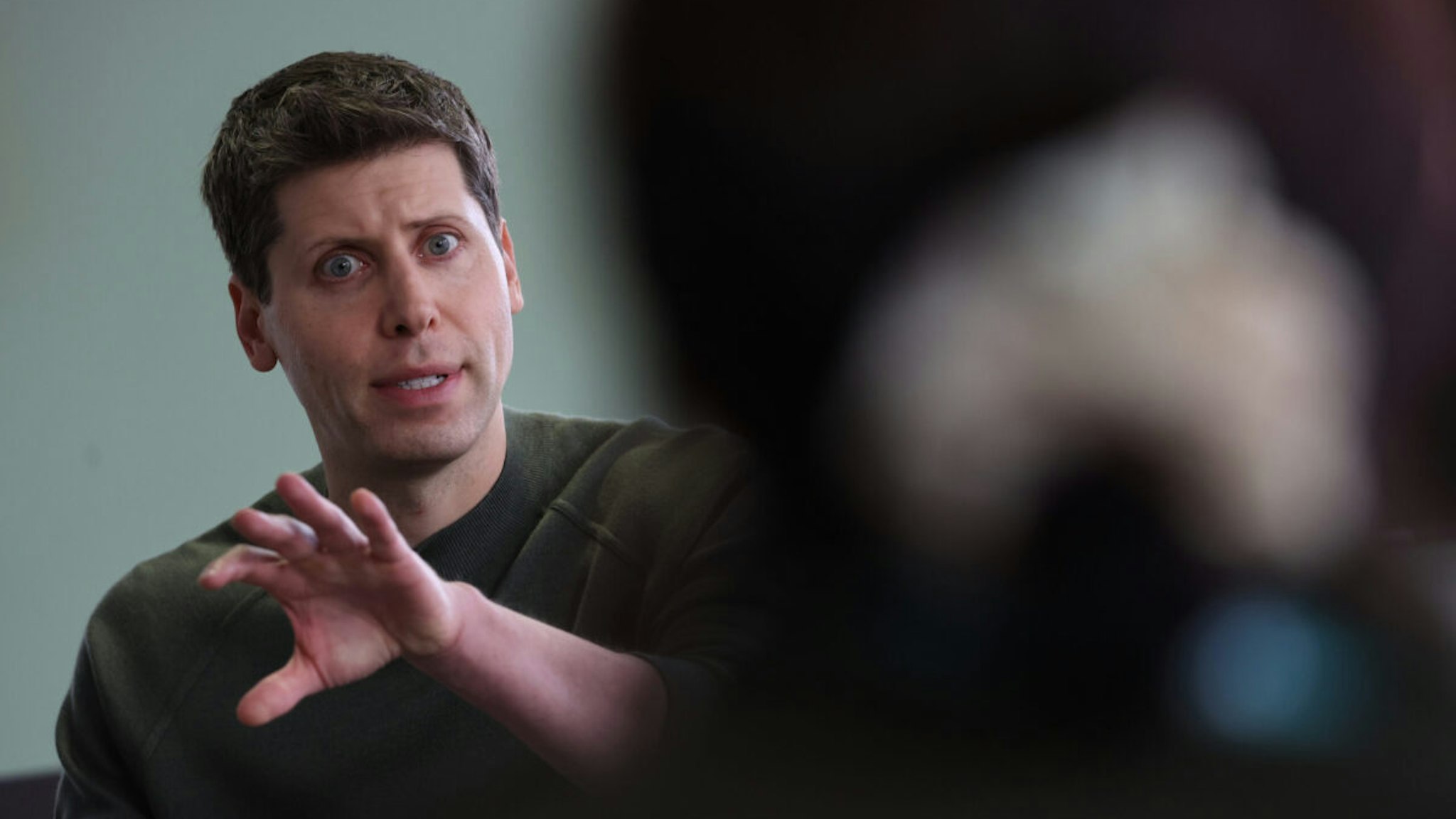 OpenAI CEO Sam Altman speaks to members of the media during the OpenAI DevDay event on November 06, 2023 in San Francisco, California.
