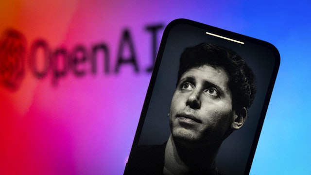 An effigy of former OpenAI CEO Sam Altman is seen on a mobile device screen in this illustration photo taken in Warsaw, Poland on 21 November, 2023.