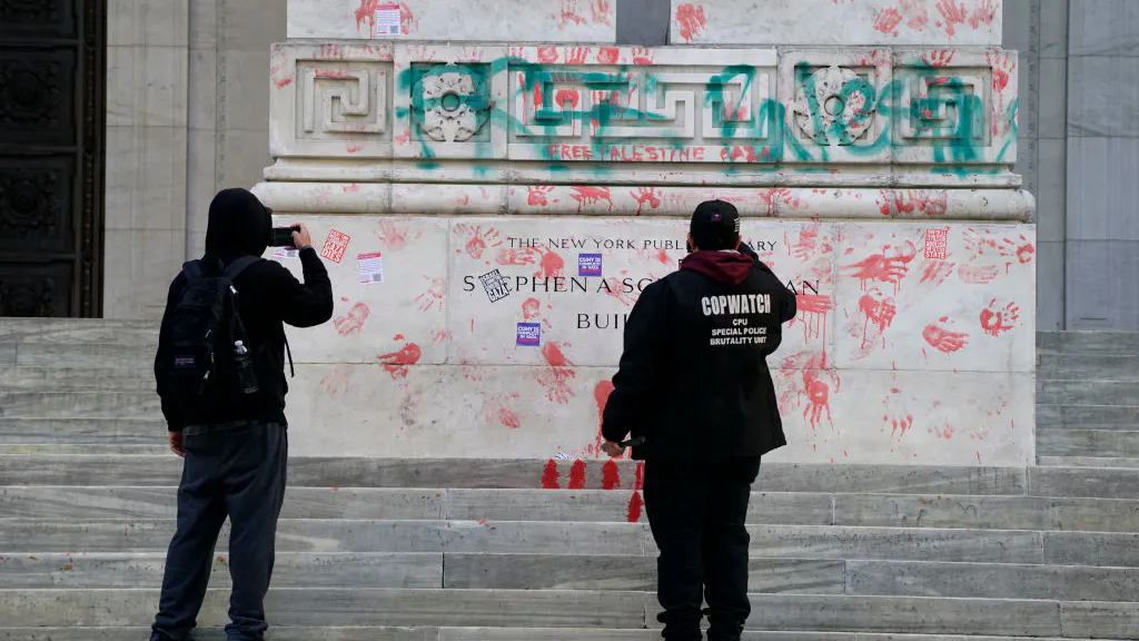 NYC Library Vandalized By Pro-Palestinian Protesters Needs $75,000 Clean-Up Amid Migrant Budget Cuts