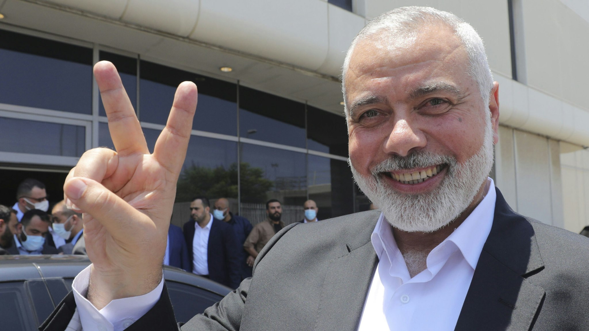 BEIRUT, LEBANON - JUNE 27: Ismail Haniya arrives at Beirut-Rafic Hariri International Airport on June 27, 2021 in Beirut, Lebanon. Haniya, leader of the Palestinian militant group, Hamas is scheduled to meet top officials and discuss the conditions of Palestinian refugees in Lebanon.