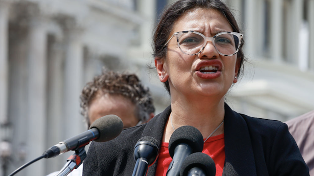 Rep. Rashida Tlaib (R-MI) speaks at a press conference calling for the expansion of the Supreme Court on July 18, 2022 in Washington, DC.