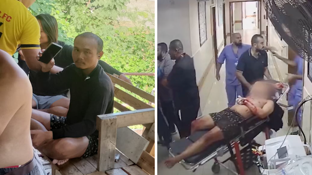 Phonsawan Pinakalo alongside a hostage in a released surveillance footage at Al Shifa hospital.