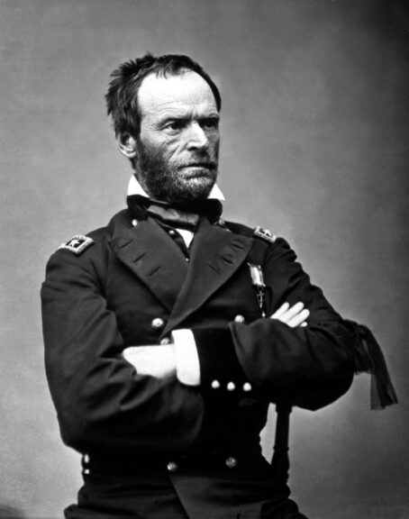 Gen. William T. Sherman, ca. 1864-65. Mathew Brady Collection. (Army) Exact Date Shot Unknown NARA FILE #: 111-B-1769 WAR & CONFLICT BOOK #: 125. Wiki Commons.