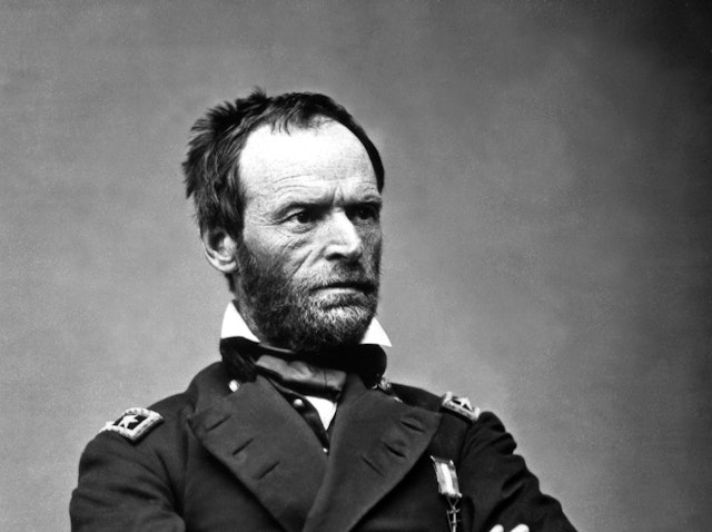 Gen. William T. Sherman, ca. 1864-65. Mathew Brady Collection. (Army) Exact Date Shot Unknown NARA FILE #: 111-B-1769 WAR &amp; CONFLICT BOOK #: 125. Wiki Commons.