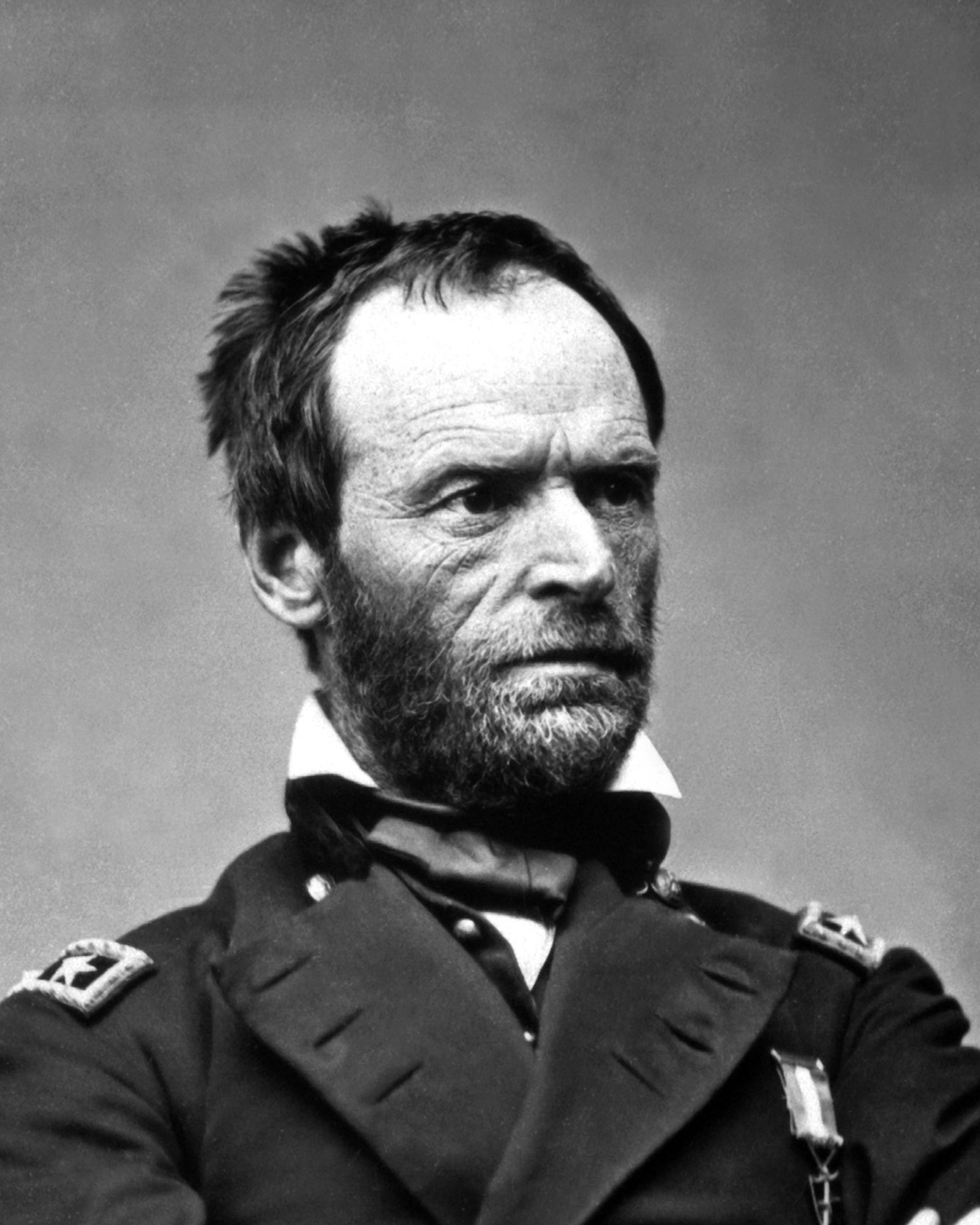 Gen. William T. Sherman, ca. 1864-65. Mathew Brady Collection. (Army) Exact Date Shot Unknown NARA FILE #: 111-B-1769 WAR &amp; CONFLICT BOOK #: 125. Wiki Commons.