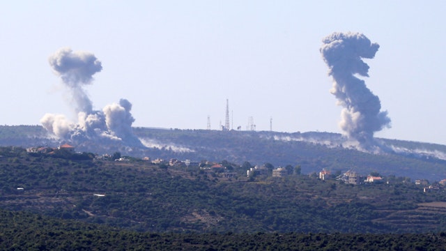 This photo taken on Nov. 4, 2023 shows smoke rising after the Israeli bombing in Tayr Harfa, Lebanon.
