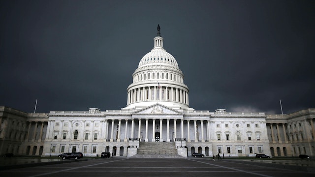WASHINGTON, DC - JUNE 13: Storm clouds fill the sky over the U.S. Capitol Building, June 13, 2013 in Washington, DC. Potentially damaging storms are forecasted to hit parts of the east coast with potential for causing power wide spread outages.
