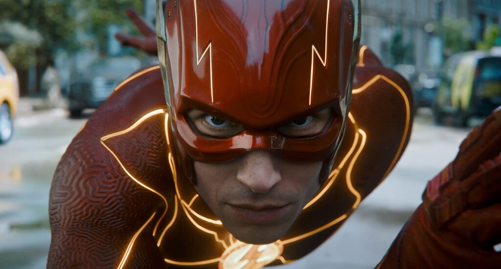IMDB. Ezra Miller as The Flash. © 2023 - Warner Bros.