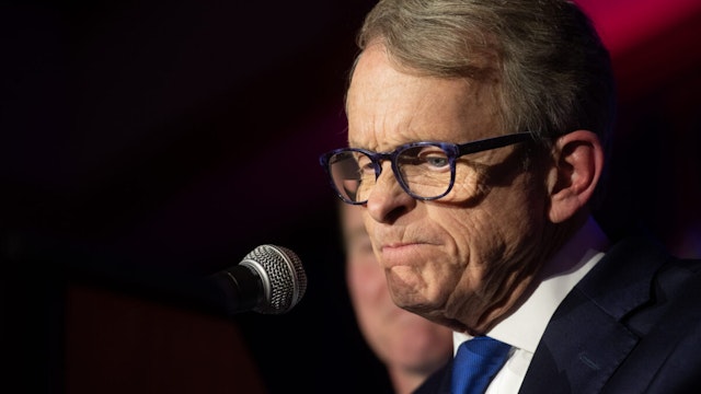COLUMBUS, OH - NOVEMBER 06: Republican Gubernatorial-elect Ohio Attorney General Mike DeWine gives his victory speech after winning the Ohio gubernatorial race at the Ohio Republican Party's election night party at the Sheraton Capitol Square on November 6, 2018 in Columbus, Ohio. DeWine defeated Democratic Gubernatorial Candidate Richard Cordray to win the Ohio governorship.
