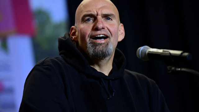 WALLINGFORD, PA - OCTOBER 15: Democratic candidate for U.S. Senate John Fetterman holds a rally at Nether Providence Elementary School on October 15, 2022 in Wallingford, Pennsylvania. Election Day will be held nationwide on November 8, 2022. (Photo by Mark Makela/Getty Images)