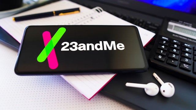 BRAZIL - 2022/11/26: In this photo illustration, the 23andMe logo is displayed on a smartphone screen. (Photo Illustration by Rafael Henrique/SOPA Images/LightRocket via Getty Images)