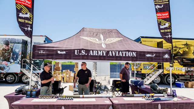 Miami Beach, Florida, Hyundai Air &amp; Sea Show, Military Village recruiters promoting Army Aviation. (Photo by: Jeffrey Greenberg/Universal Images Group via Getty Images)