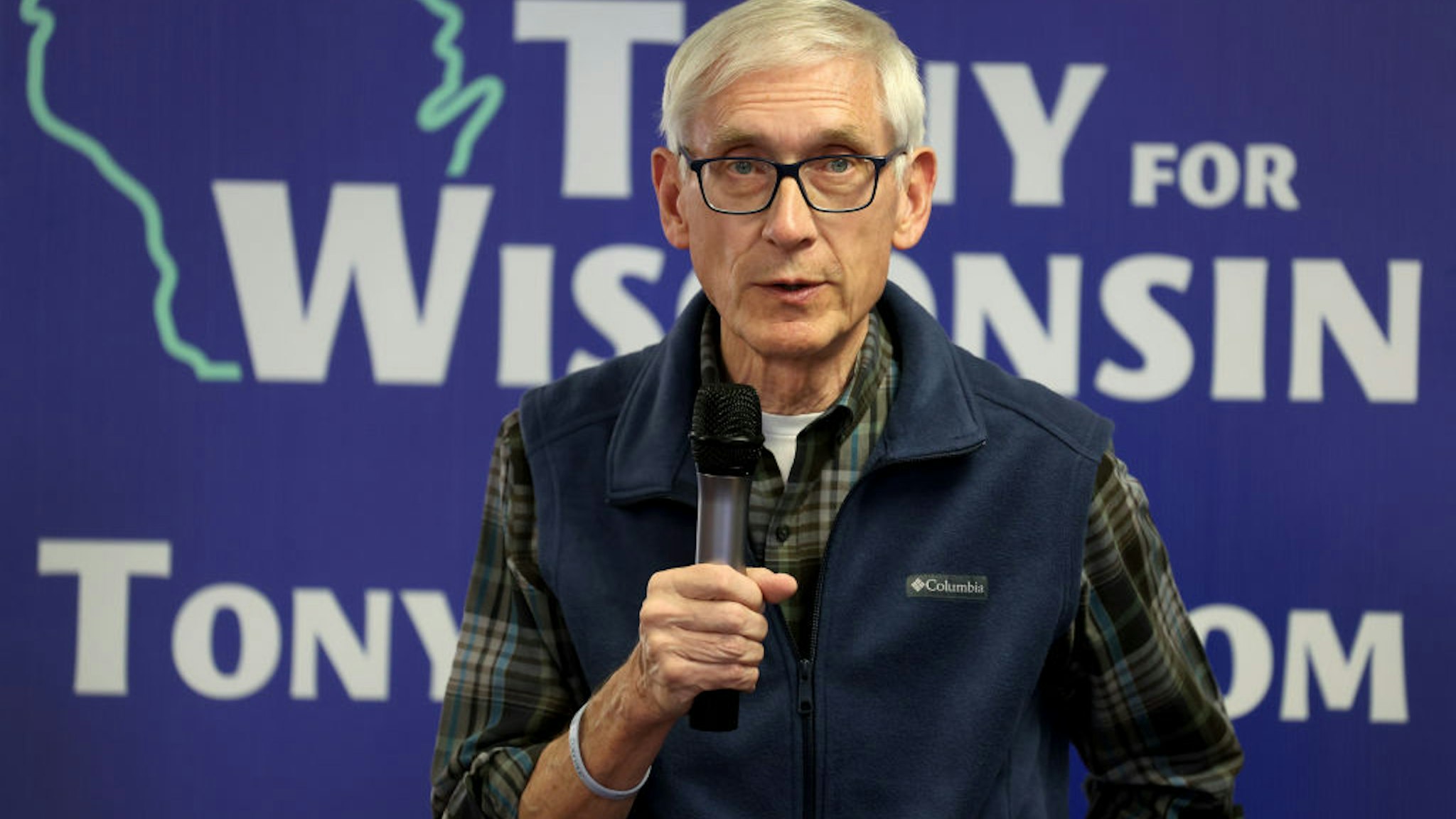 MILWAUKEE, WISCONSIN - NOVEMBER 07: Wisconsin Governor Tony Evers speaks with supporters during a canvas launch event on November 7, 2022 in Milwaukee, Wisconsin. Evers, a Democrat, is in a tight race with his Republican challenger Tim Michels heading into tomorrow's election.