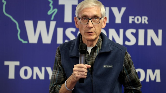 MILWAUKEE, WISCONSIN - NOVEMBER 07: Wisconsin Governor Tony Evers speaks with supporters during a canvas launch event on November 7, 2022 in Milwaukee, Wisconsin. Evers, a Democrat, is in a tight race with his Republican challenger Tim Michels heading into tomorrow's election.