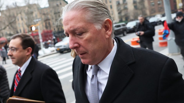 NEW YORK, NEW YORK - FEBRUARY 09: Charles McGonigal, the former head of counterintelligence for the FBI’s New York office, leaves Manhattan Federal Court after a court appearance on February 09, 2023 in New York City. McGonigal is charged with money laundering, and conspiring to violate U.S. sanctions against Russia while secretly working with Russian oligarch Oleg Deripaska.
