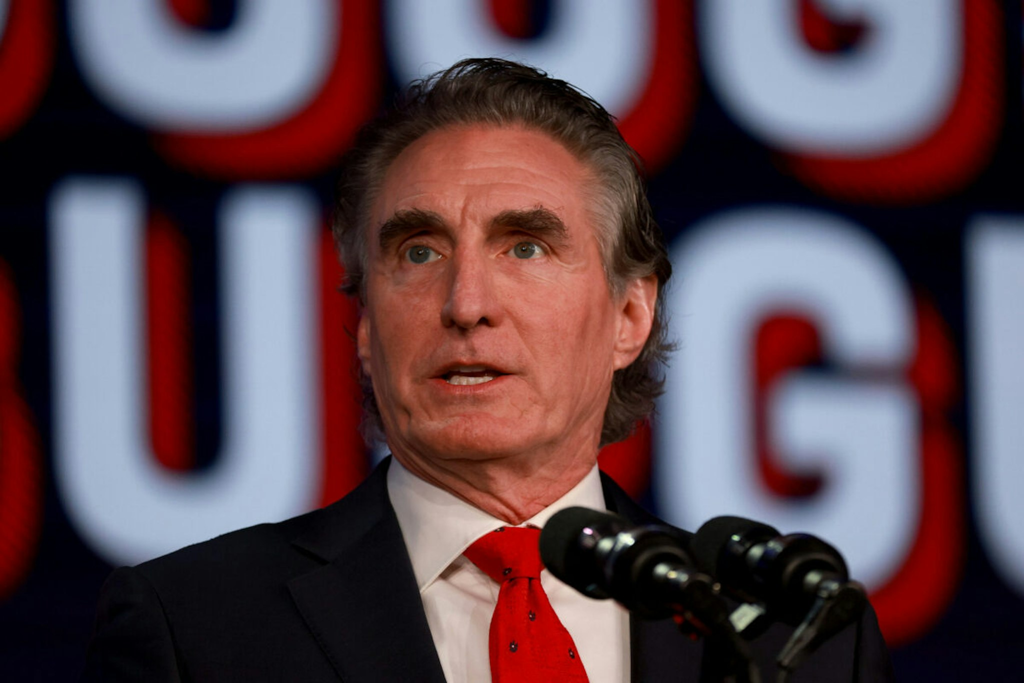 Republican presidential candidate North Dakota Governor Doug Burgum speaks during the Florida Freedom Summit held at the Gaylord Palms Resort on November 04, 2023 in Kissimmee, Florida.