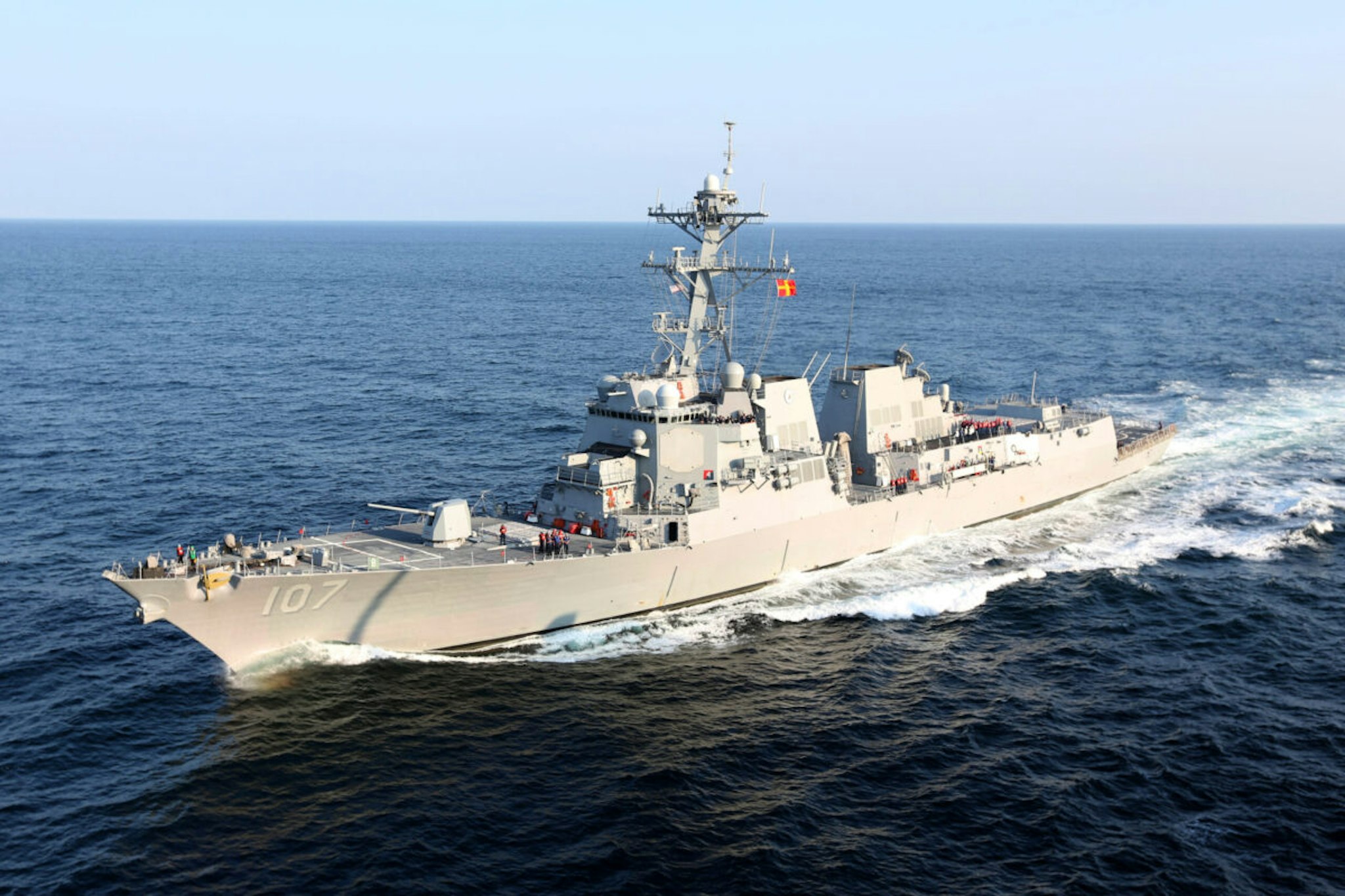 In this handout released by the U.S. Navy, the guided-missile destroyer USS Gravely (DDG 107) is seen August 2, 2012 in the Atlantic Ocean.