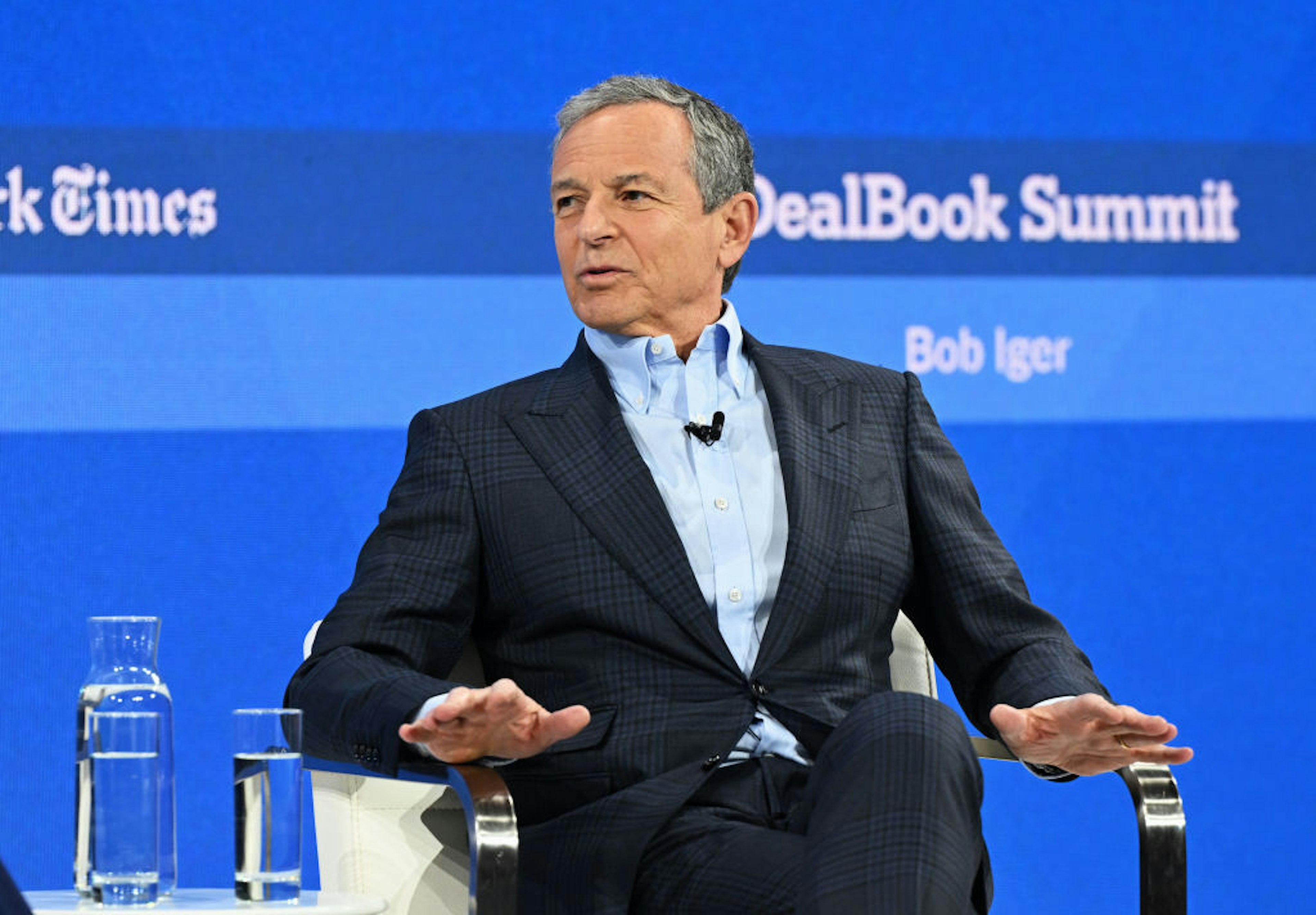 NEW YORK, NEW YORK - NOVEMBER 29: Robert Iger speaks onstage during The New York Times Dealbook Summit 2023 at Jazz at Lincoln Center on November 29, 2023 in New York City. (Photo by Slaven Vlasic/Getty Images for The New York Times)