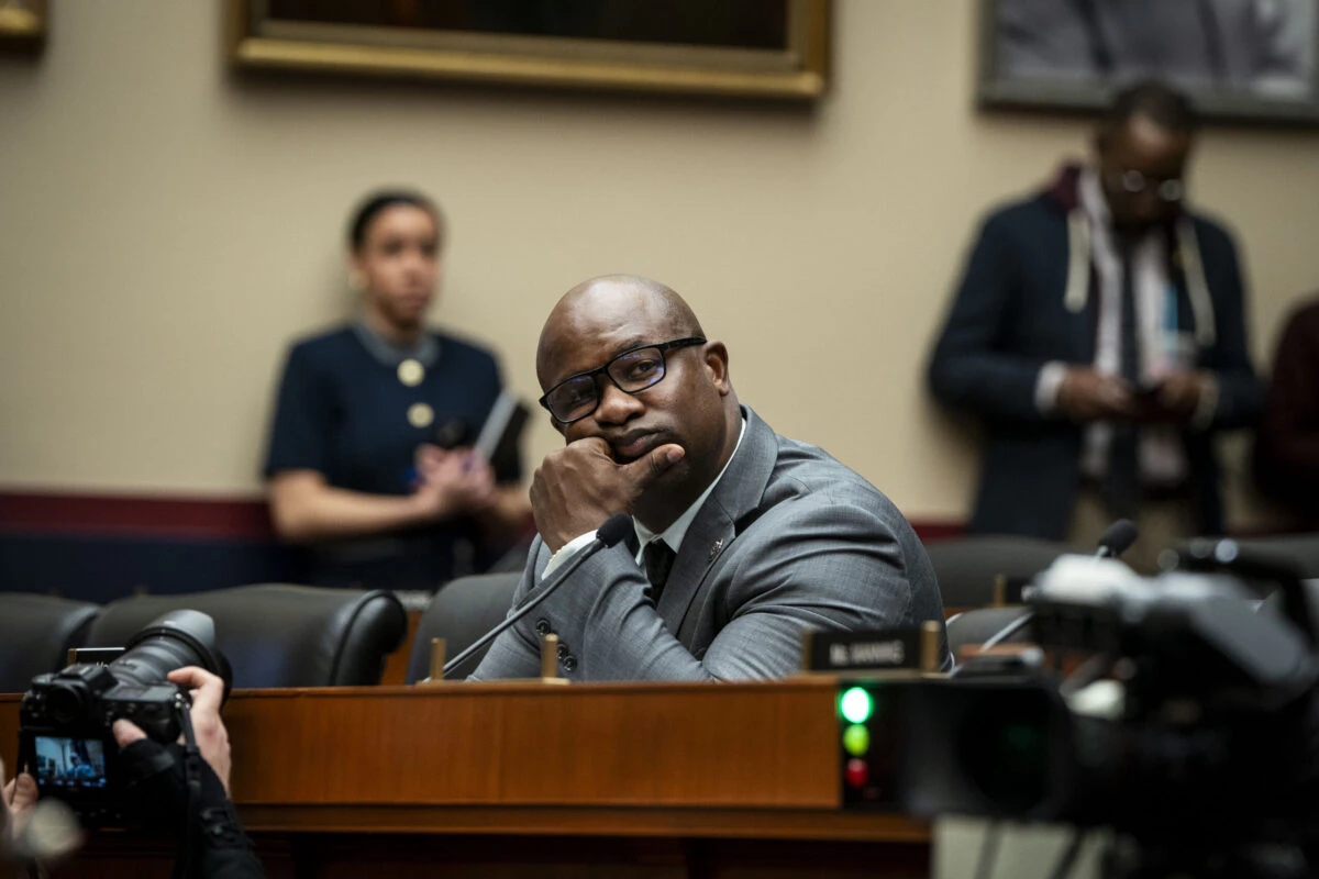 Representative Jamaal Bowman, a Democrat from New York, during a House Education and the Workforce Committee hearing in Washington, DC, US, on Tuesday, Dec. 5, 2023.