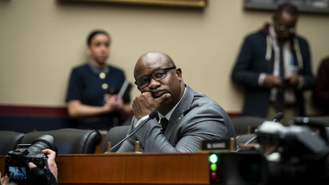 Representative Jamaal Bowman, a Democrat from New York, during a House Education and the Workforce Committee hearing in Washington, DC, US, on Tuesday, Dec. 5, 2023.